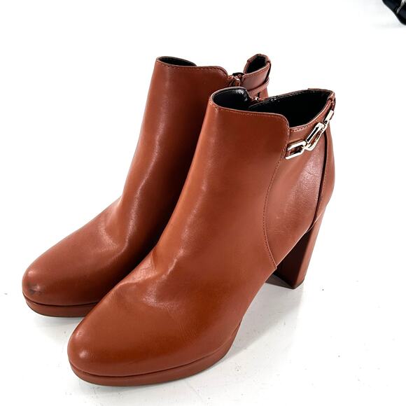 Naturalizer Berri Boots 10 Tan NWOT Heel Ankle Booties Capsule Minimalist - Picture 7 of 8